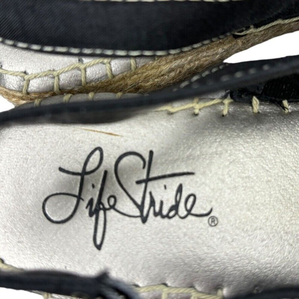 Life Stride Rica Too Navy Fabric Low Wedge Espadrille Sandal Womens Size 6.5 M - Picture 11 of 12